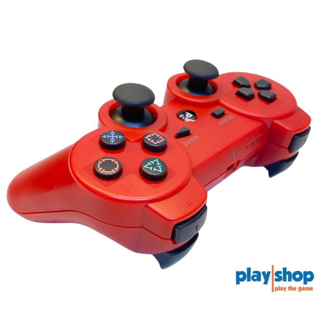 Rød PS3 controller til Playstation 3 - set skråt fra siden