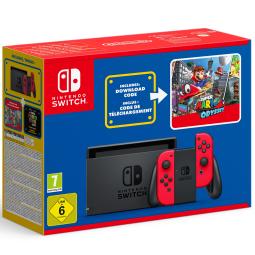 Nintendo Switch (Red Joy Con pair) incl Super Mario Odyssey