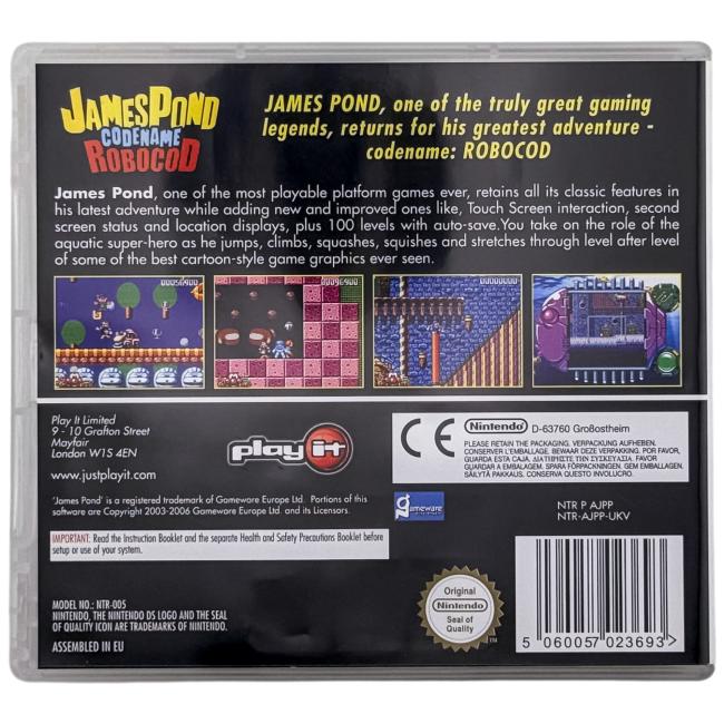 Bagsiden af James Pond Codename Robocod til Nintendo DS
