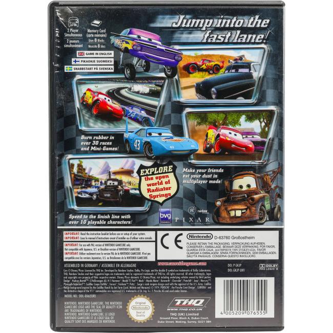 Bagsiden af Cars til Nintendo GameCube