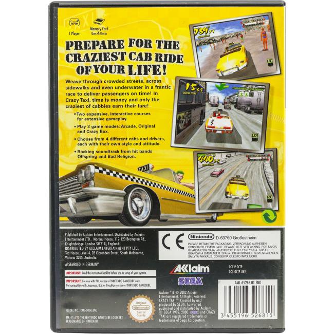 Bagsiden af Crazy Taxi til Nintendo GameCube