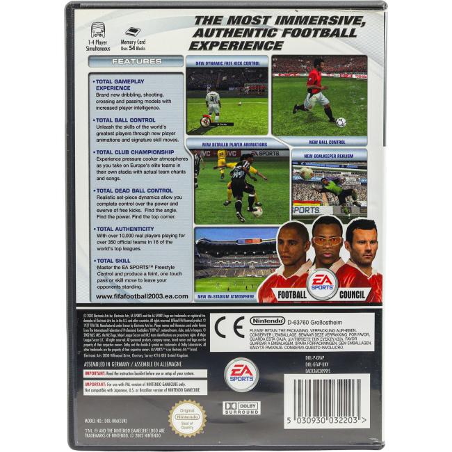 Bagsiden af FIFA 2003 til Nintendo GameCube