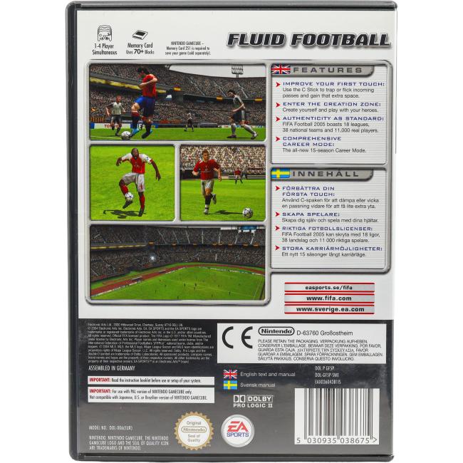 Bagsiden af FIFA 2005 til Nintendo GameCube