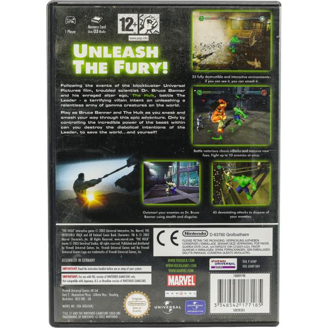 Bagsiden af Hulk til Nintendo GameCube