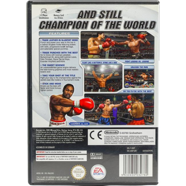 Bagsiden af Knockout Kings 2003 til Nintendo GameCube