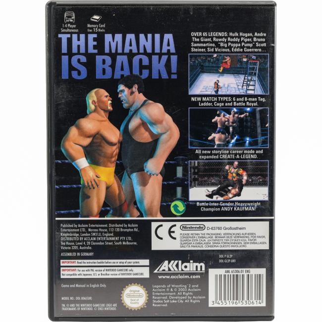 Bagsiden af Legends of Wrestling II til Nintendo GameCube