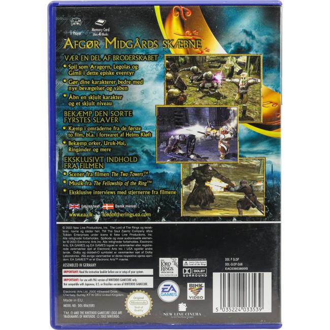 Bagsiden af The Lord of the Rings: The Two Towers til Nintendo GameCube