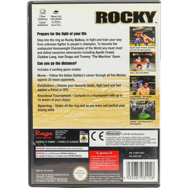 Bagsiden af Rocky til Nintendo GameCube