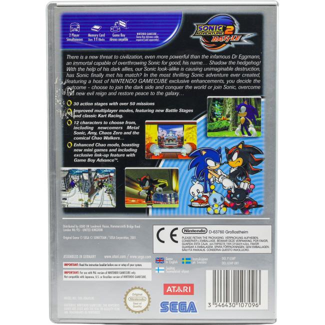Bagsiden af Sonic Adventure 2: Battle til Nintendo GameCube