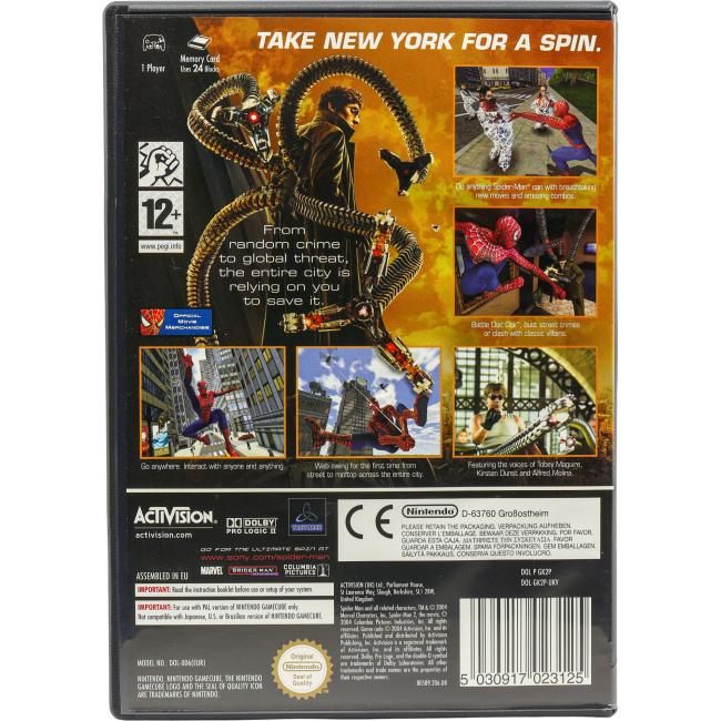 Bagsiden af Spider-Man 2 til Nintendo GameCube