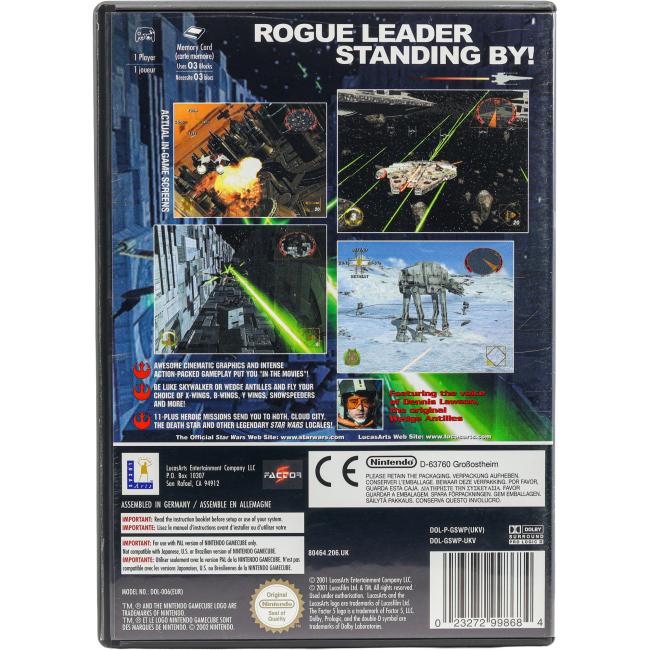 Bagsiden af Star Wars Rogue Leader: Rogue Squadron II til Nintendo GameCube