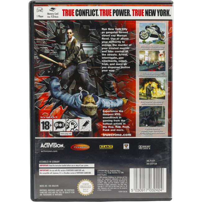Bagsiden af True Crime: New York City til Nintendo GameCube