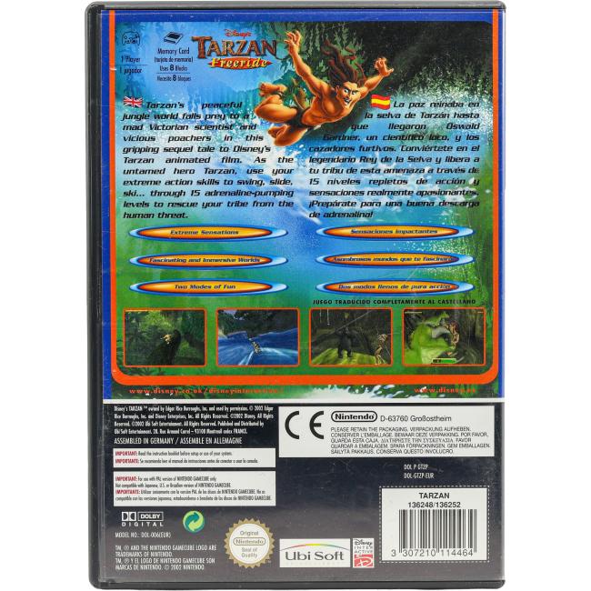 Bagsiden af Disney's Tarzan Freeride til Nintendo GameCube