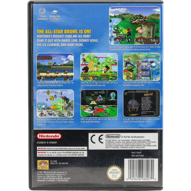 Bagsiden af Super Smash Bros. Melee til Nintendo GameCube