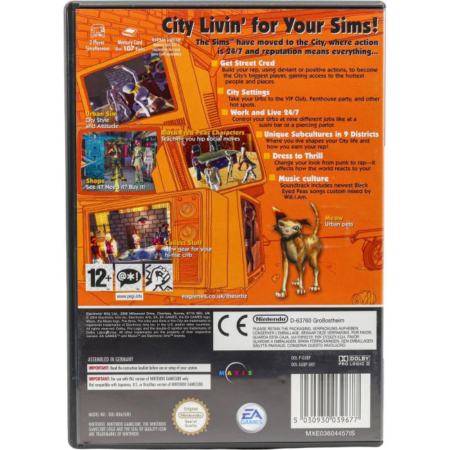 Bagsiden af The Urbz: Sims in the City til Nintendo GameCube