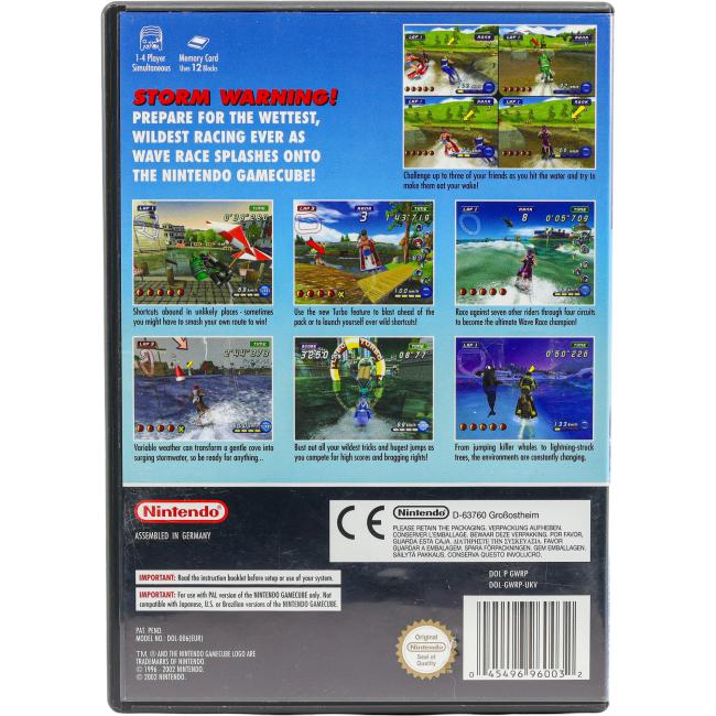 Bagsiden af WaveRace: Blue Storm til Nintendo GameCube