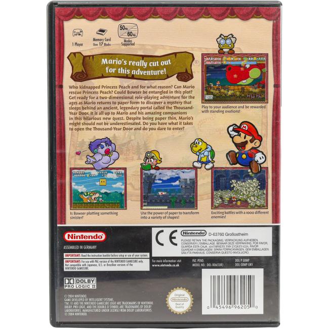 Bagsiden af Paper Mario: The Thousand-Year Door til Nintendo GameCube
